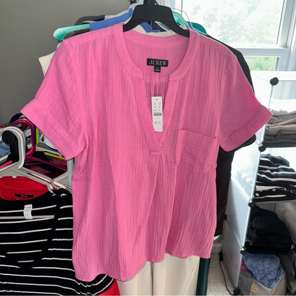 COPY - J Crew gauze top in pink - NWT